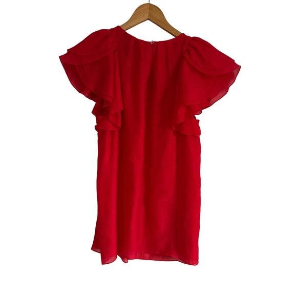 BCBGMaxazria Red Chiffon Blouse - Picture 6 of 7